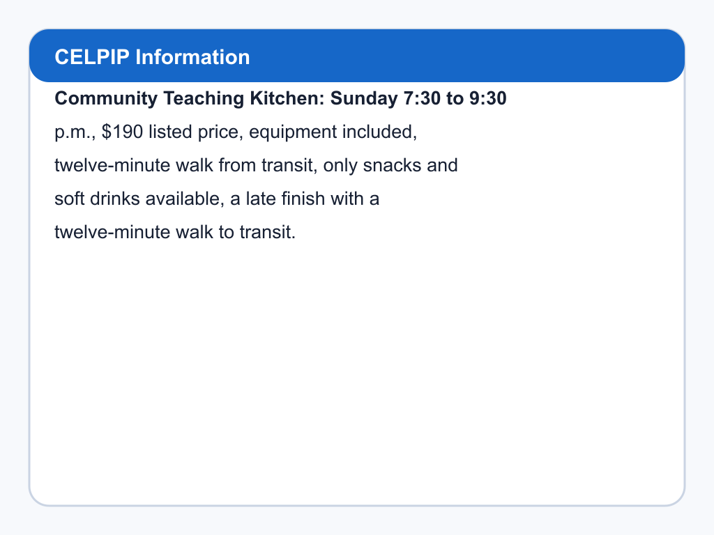 Details for Community Teaching Kitchen.