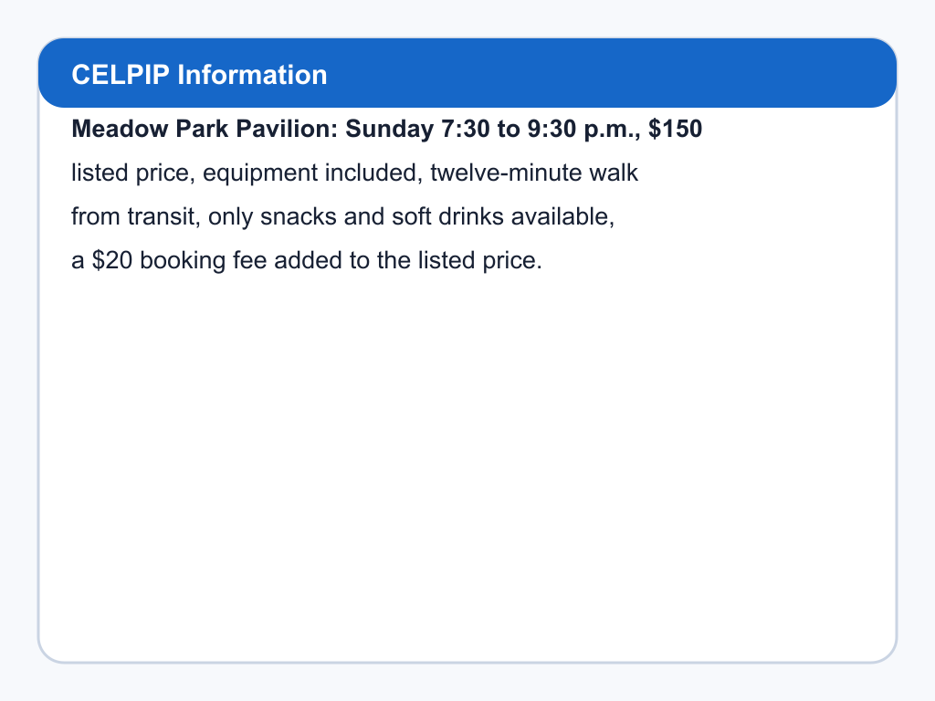 Details for Meadow Park Pavilion.
