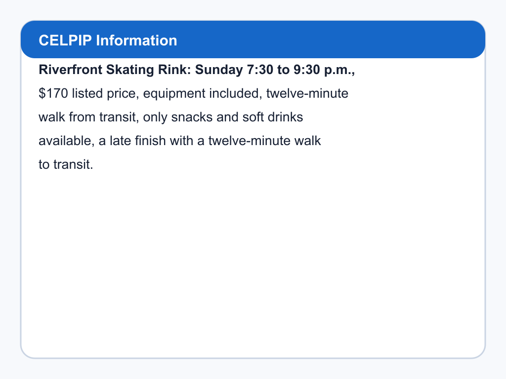 Details for Riverfront Skating Rink.