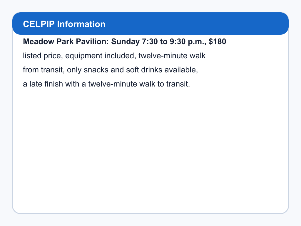 Details for Meadow Park Pavilion.