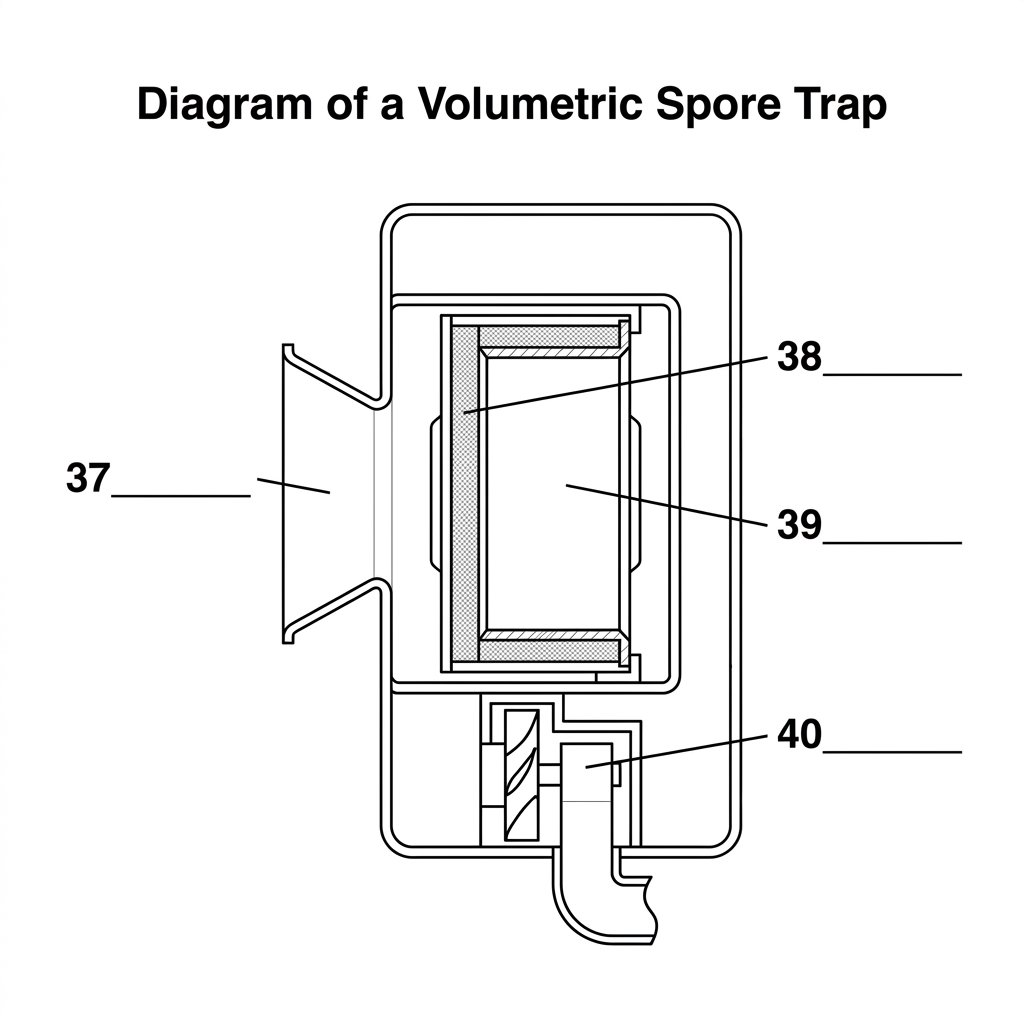 Diagram of a Volumetric Spore Trap showing internal components